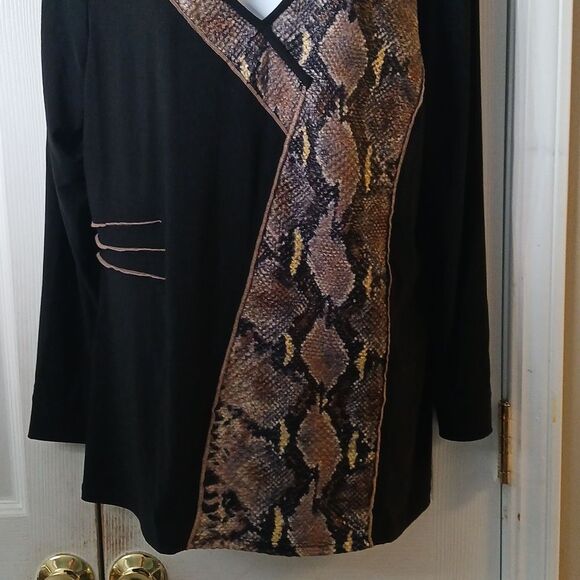 Frank Lyman Design snakeskin print long sleeve tunic Sz 20 NWOT - Picture 2 of 7
